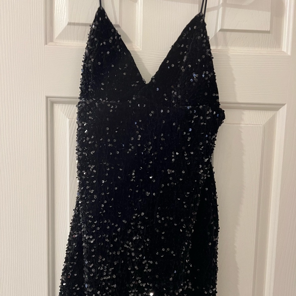 Black sequin short dress